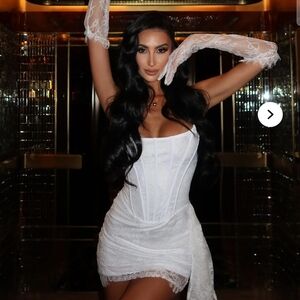 Fashion Nova White Lace Corset Mini Dress